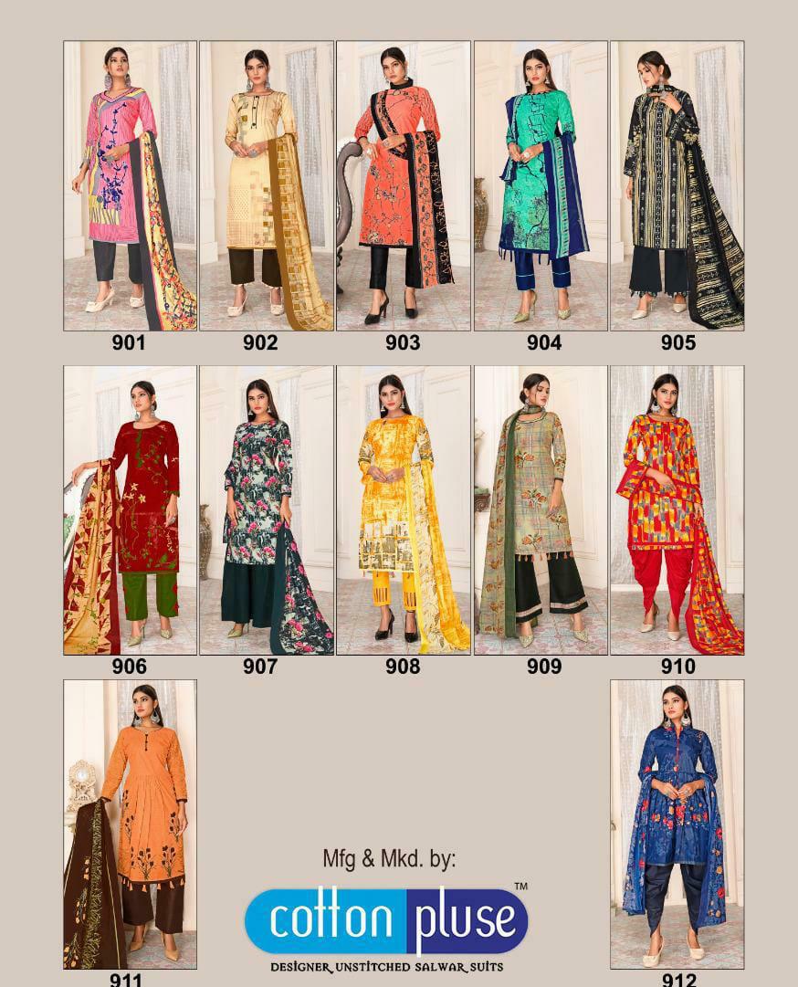 Cotton Pluse Classic 9 Latest Designer Daily Wear Pure Cotton Printed dress Material Collection